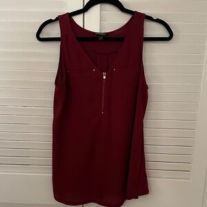 Express Burgundy Sleeveless Zip Front Tank Top